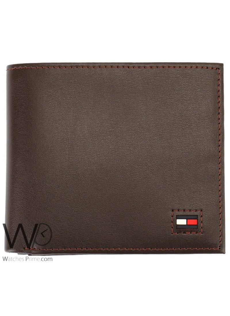 Tommy Hilfiger Original Wallet for Men Natural Leather Brown