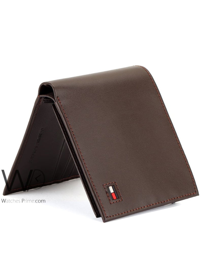 Tommy Hilfiger Original Wallet for Men Natural Leather Brown