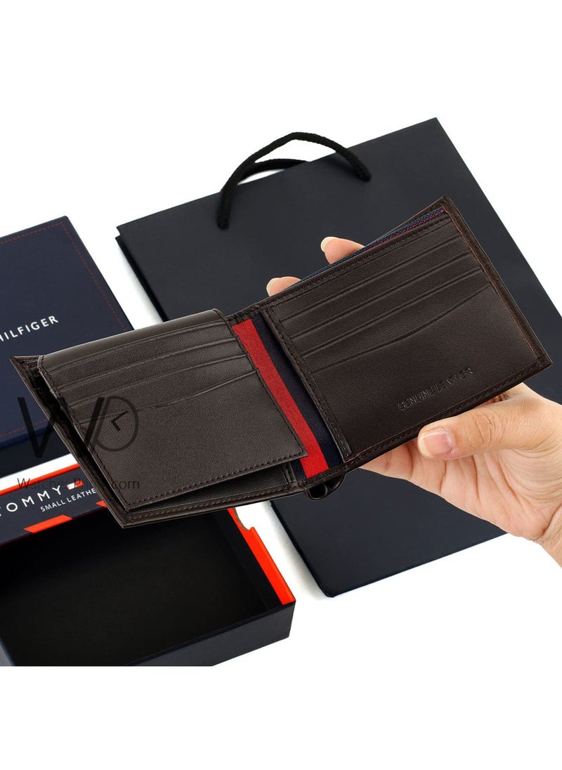 Tommy Hilfiger Original Wallet for Men Natural Leather Brown