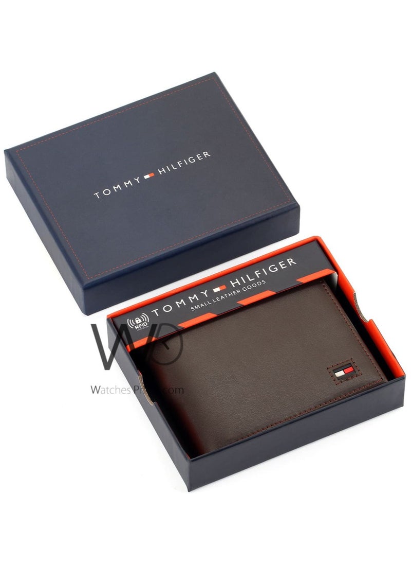 Tommy Hilfiger Original Wallet for Men Natural Leather Brown