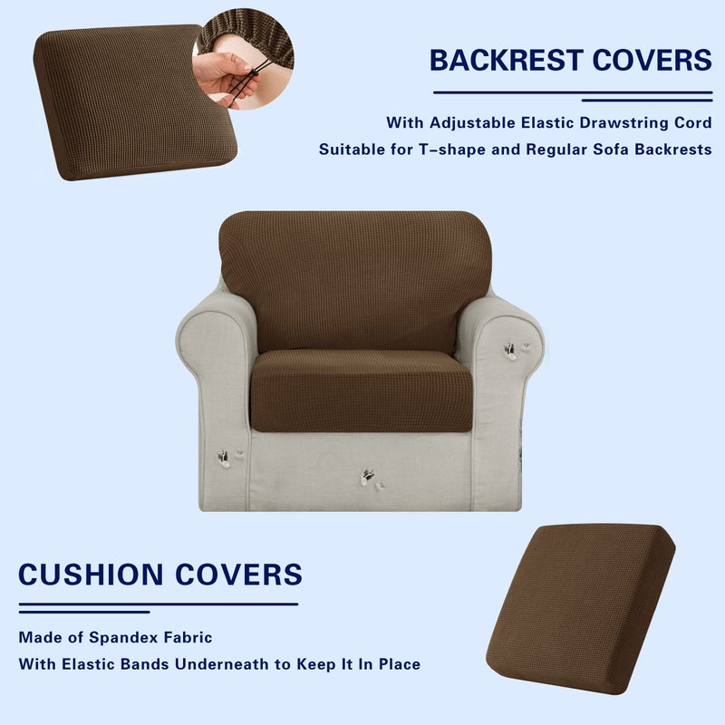SUBRTEX 3 Pieces Stretch Sofa Slipcover Sets Couch Cover Sets Backrest Cushion Covers Furniture Protector Collection Set for Oversize Sofa Loveseat Chair Slip Covers(Small  Coffee) - Image 3