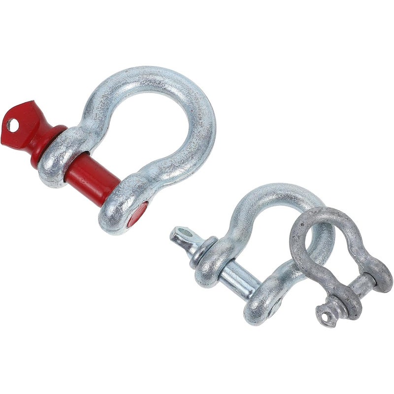 3pcs Galvanized Steel Bow Shackles Double Hole Screw Pin Anchor Shackles 1/4” (0.5 Ton), 3/8” (1 Ton), 1/2” (2 Ton) for Towing, Winch, and Lifting Rigging - Image 1