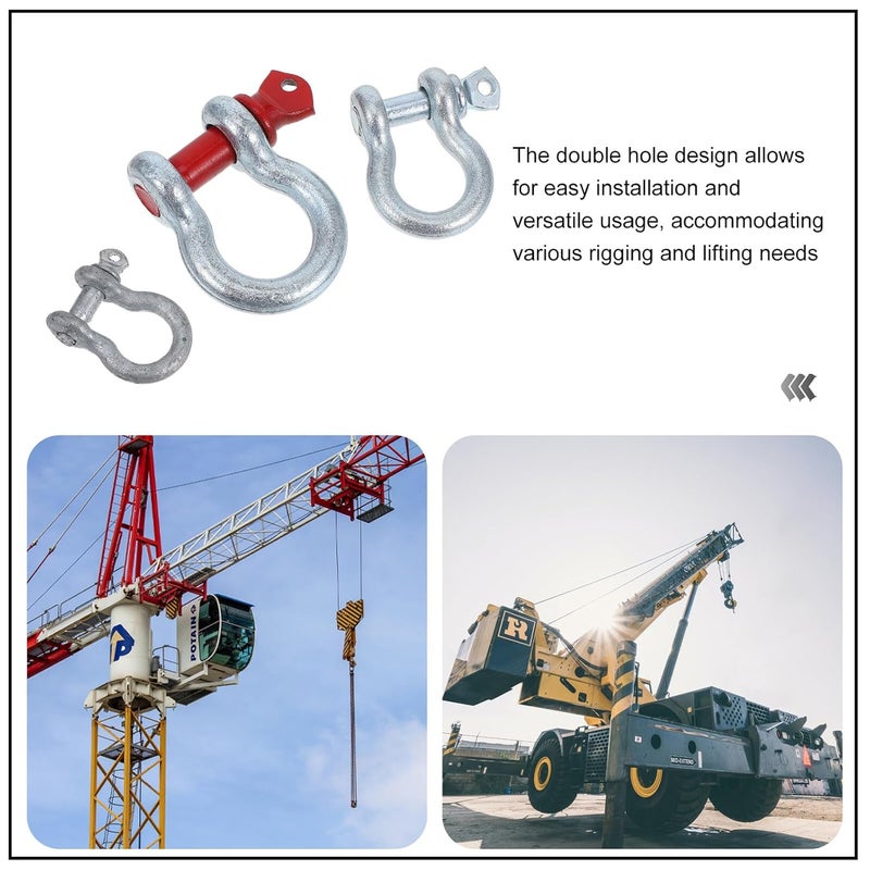 3pcs Galvanized Steel Bow Shackles Double Hole Screw Pin Anchor Shackles 1/4” (0.5 Ton), 3/8” (1 Ton), 1/2” (2 Ton) for Towing, Winch, and Lifting Rigging - Image 3