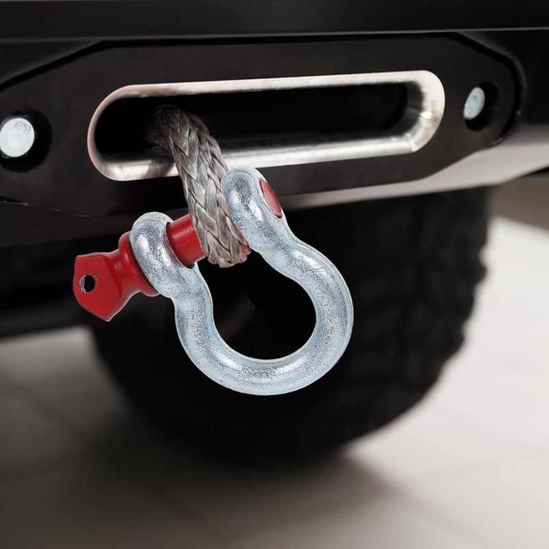 3pcs Galvanized Steel Bow Shackles Double Hole Screw Pin Anchor Shackles 1/4” (0.5 Ton), 3/8” (1 Ton), 1/2” (2 Ton) for Towing, Winch, and Lifting Rigging - Image 4
