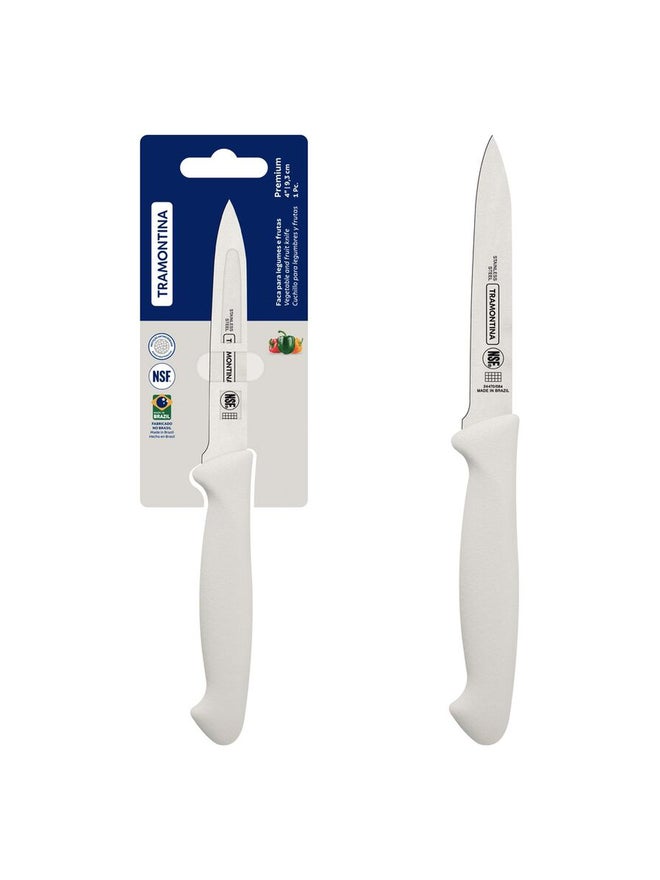TRAMONTINA Premium 4 Inches Paring Knife with Stainless Steel Blade and White Polypropylene Handle - Image 1