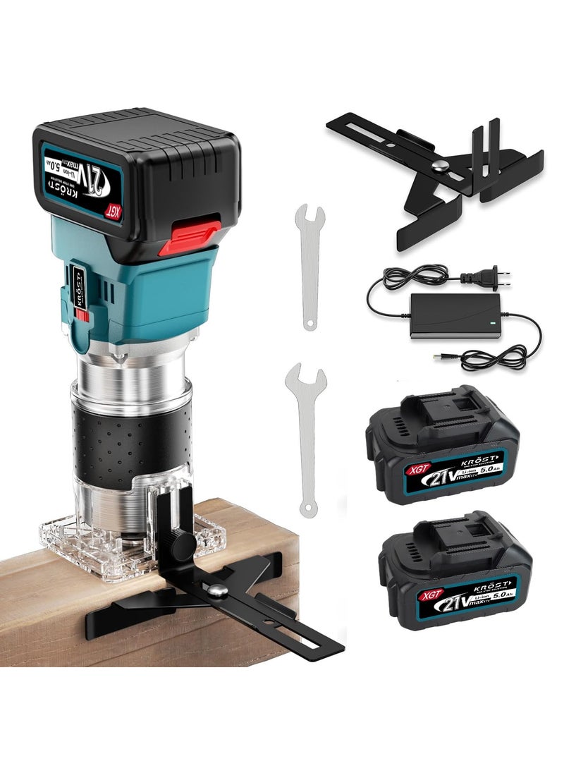 KROST KROST PRO Series Cordless Palm Router Wood Trimmer 21V37V Max Brushless Wood Trimmer for 14 Router Bits 6 Variable Speeds Specially Designed for Wood Working  - Image 1