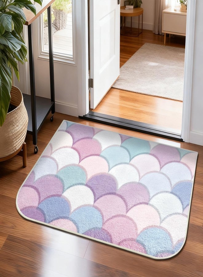 BLESWIN Bath Rugs for Bathroom, 20x30 Washable Bath Mat Non Slip, Absorbent Low Pile Soft Fluffy Bathroom Rug for Shower Floor Tub Sink, Mermaid Scale - Image 1