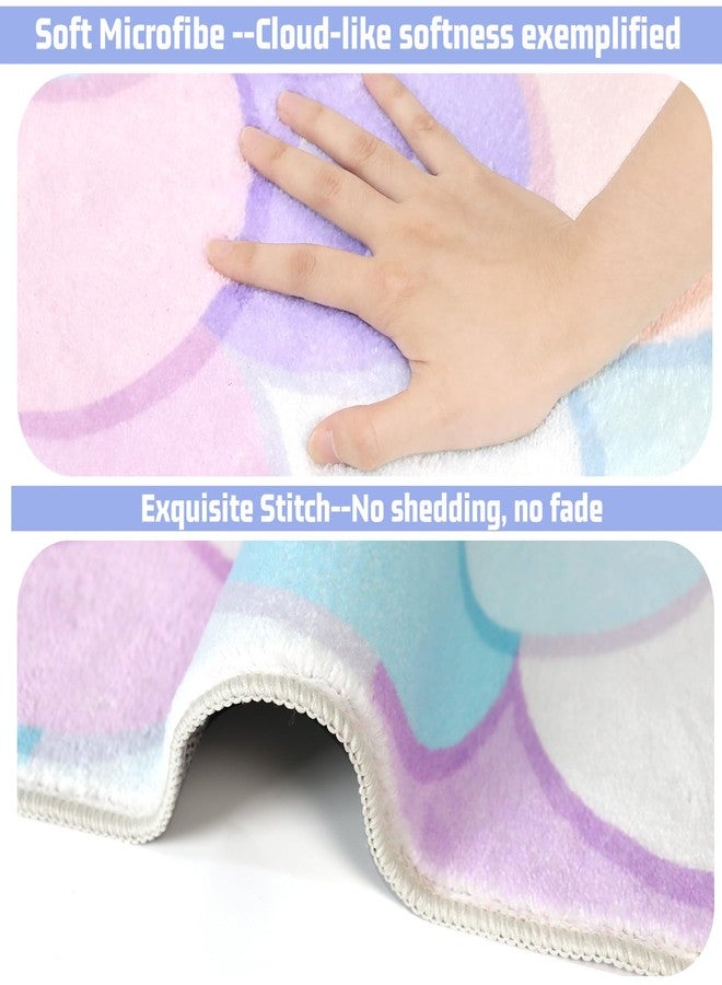 BLESWIN Bath Rugs for Bathroom, 20x30 Washable Bath Mat Non Slip, Absorbent Low Pile Soft Fluffy Bathroom Rug for Shower Floor Tub Sink, Mermaid Scale - Image 3