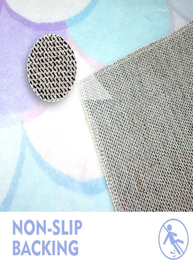BLESWIN Bath Rugs for Bathroom, 20x30 Washable Bath Mat Non Slip, Absorbent Low Pile Soft Fluffy Bathroom Rug for Shower Floor Tub Sink, Mermaid Scale - Image 4