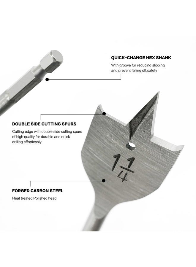 GMTOOLS 13 Piece Spade Drill Bit Sets, Paddle Flat Bit for Hole Cutter Woodworking, 1/4" to 1-1/2", Carbon Steel Paddle Flat Bit with Quick Change Shank, Nylon Storage Pouch Included - Image 2