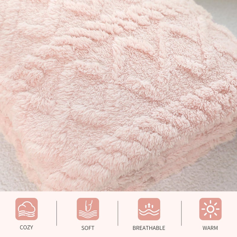 Aganear Fleece Twin Blanket - 3D Stylish Design  Lightweight Blanket Super Soft  Warm  Decorative Present for All Seasons  Portable Throw Blankets for Couch  Sofa  Bed  Car(60""?80""  Pink) - Image 5