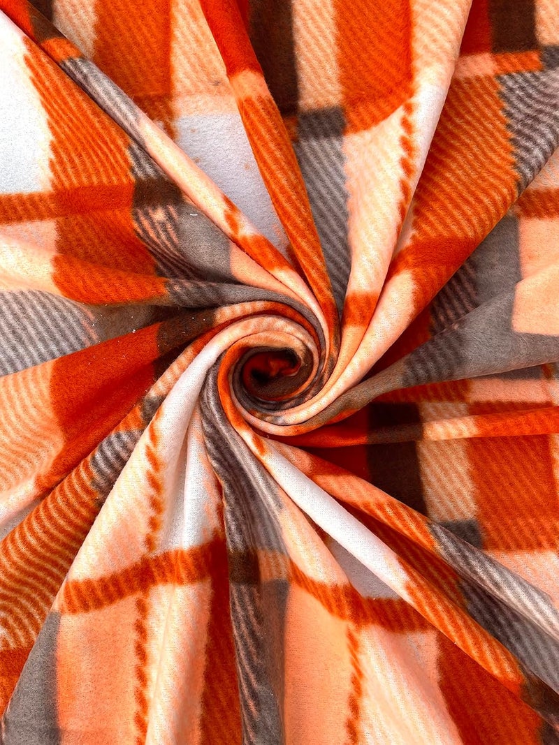 MORADO MORADO Single Bed Woolen Fabric Checkered Quilt CoverDuvet CoverRajai CoverBlanket Cover for Winters 70x90 Inches Orange Combo of 2 - Image 2
