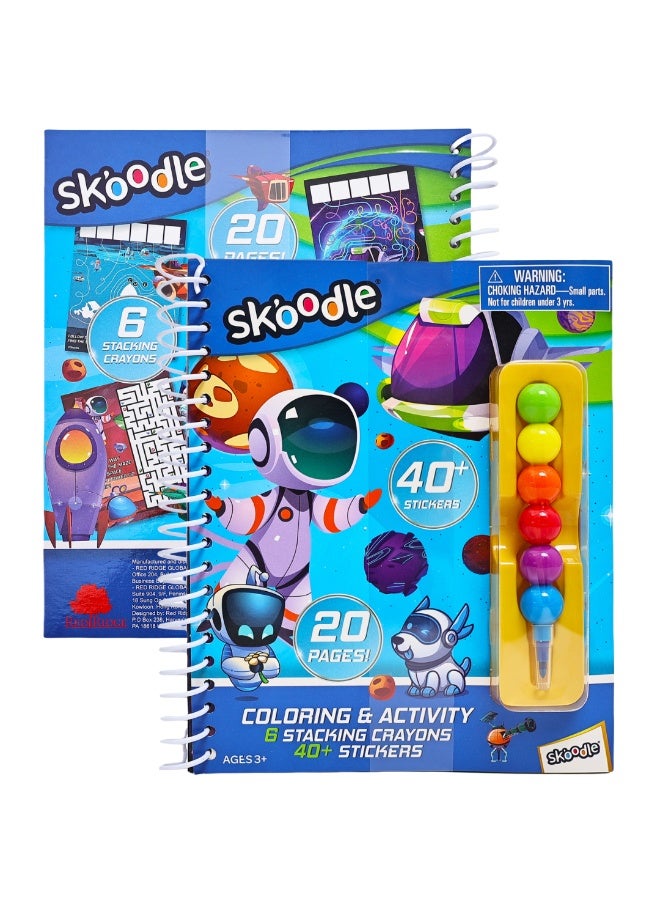 SKOODLE كتاب تلوين وأنشطة مع أقلام تلوين متراصة | مجموعة فنون وحرف | نشاط ممتع للأطفال | العمر 3 سنوات وما فوق - Image 3
