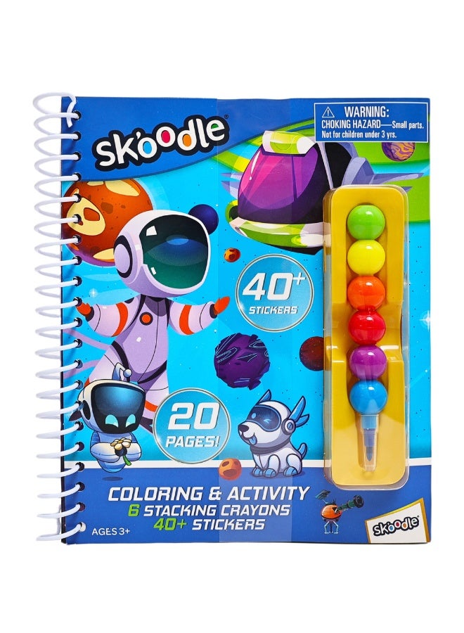SKOODLE كتاب تلوين وأنشطة مع أقلام تلوين متراصة | مجموعة فنون وحرف | نشاط ممتع للأطفال | العمر 3 سنوات وما فوق - Image 1