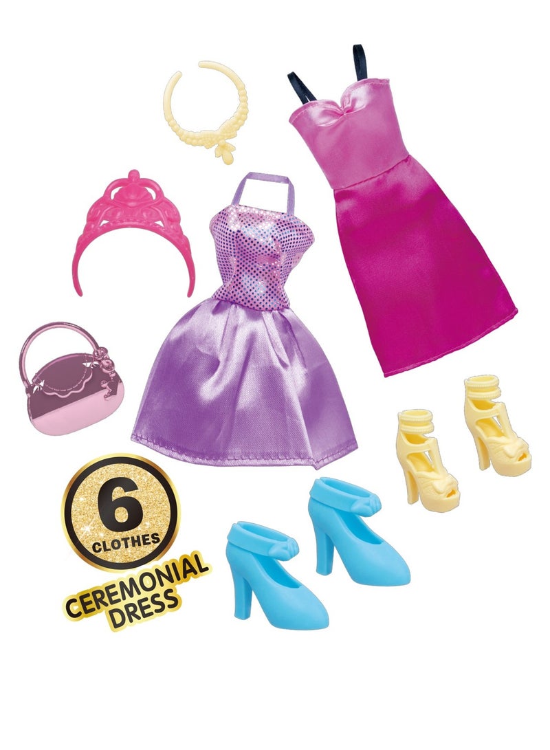 ميرا مجموعة دمية ميرا برنسيس للأزياء – دمية متحركة 11.5 إنش مع ملابس أنيقة وإكسسوارات – شعر طويل للتصفيف – هدية مثالية للبنات - Image 3