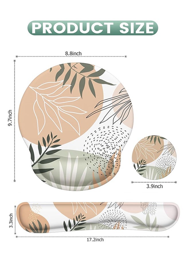 Generic Mouse Pad with Wrist Rest Set, Keyboard Wrist Rest + Ergonomic Mouse Pad + Coasters, Easy Typing & Pain Relief Mousepad, Mouse Pad Wrist Support for Computer Home Office, Tropical Leaves  - Image 2