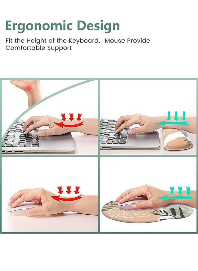 Generic Mouse Pad with Wrist Rest Set, Keyboard Wrist Rest + Ergonomic Mouse Pad + Coasters, Easy Typing & Pain Relief Mousepad, Mouse Pad Wrist Support for Computer Home Office, Tropical Leaves  - Image 4