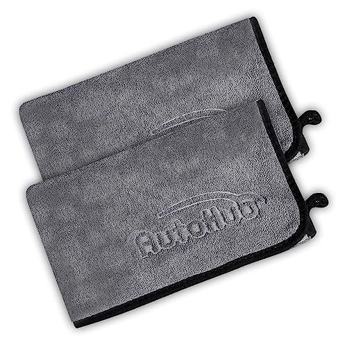 Auto Hub Heavy Microfiber Cloth for Car Cleaning and Washing, Double Sided, Extra Thick Plush Microfiber Towel, Lint-Free, 800 GSM Car Cleaning Cloth (Size 60cm x 40cm)/Pack of 2, Color:-Grey - Image 1