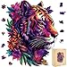 Qiuenisray Jigsaw Puzzles for Adults 200 Pieces Wooden Puzzle Tiger Flower Animal Wall Decor FSC Certified Unique Shape Animal Adult Puzzles Wood Puzzles Gift for Family Game 10x126 in - Image 2