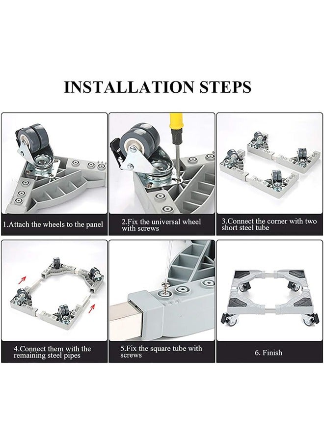 Movable Washing Machine Roller Adjustable Fridge Moving Base Dolly with 4 Locking Swivel Wheels for Tumble Dryers Cookers Fridges Freezers Large Storage Boxes Max 250kg - Image 5