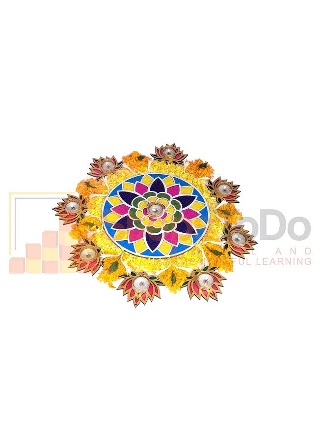 StepsToDo Lotus Flower Wooden Cutout. Set Of 12. Each Lotus In 3 Color Golden, Rose Pink And Green. Festive Diy Craft Material Kit. Decoration For Diwali, Dashera. For Pooja, Festival, Wedding Gift  - Image 4