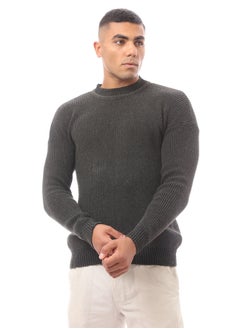 Olive Green Mock Neck Acrylic Pullover