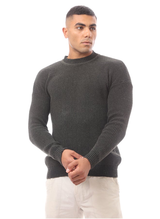 RAVIN - Olive Green Mock Neck Acrylic Pullover - Image 1