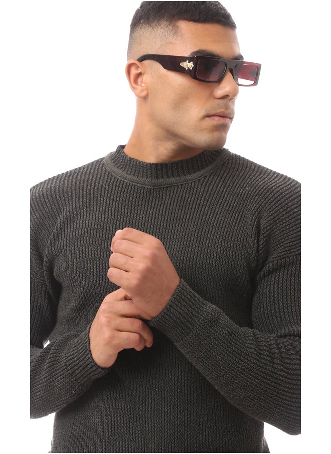 RAVIN - Olive Green Mock Neck Acrylic Pullover - Image 1