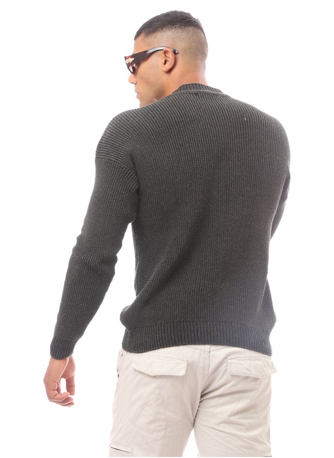 RAVIN - Olive Green Mock Neck Acrylic Pullover - Image 1