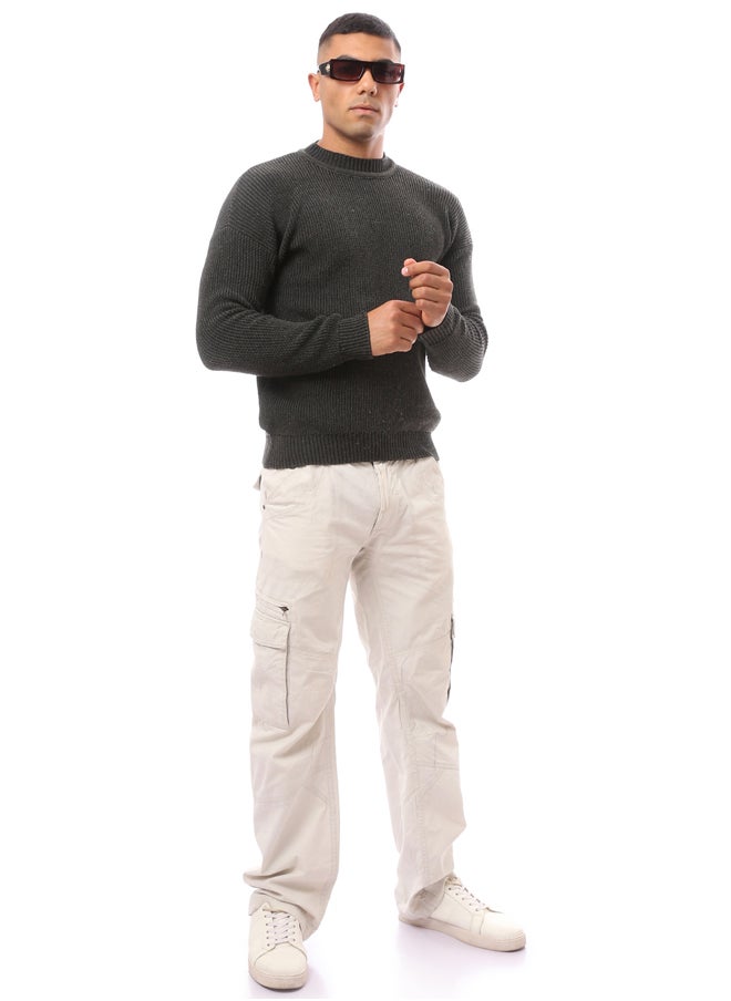RAVIN - Olive Green Mock Neck Acrylic Pullover - Image 1