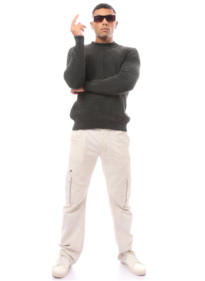 RAVIN - Olive Green Mock Neck Acrylic Pullover - Image 1