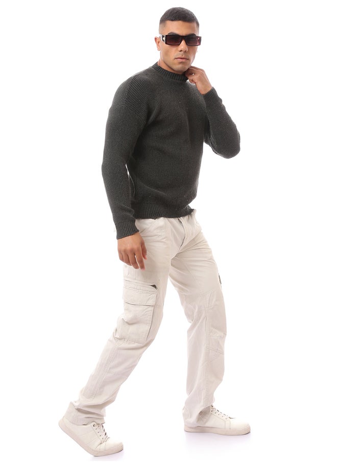 RAVIN - Olive Green Mock Neck Acrylic Pullover - Image 1