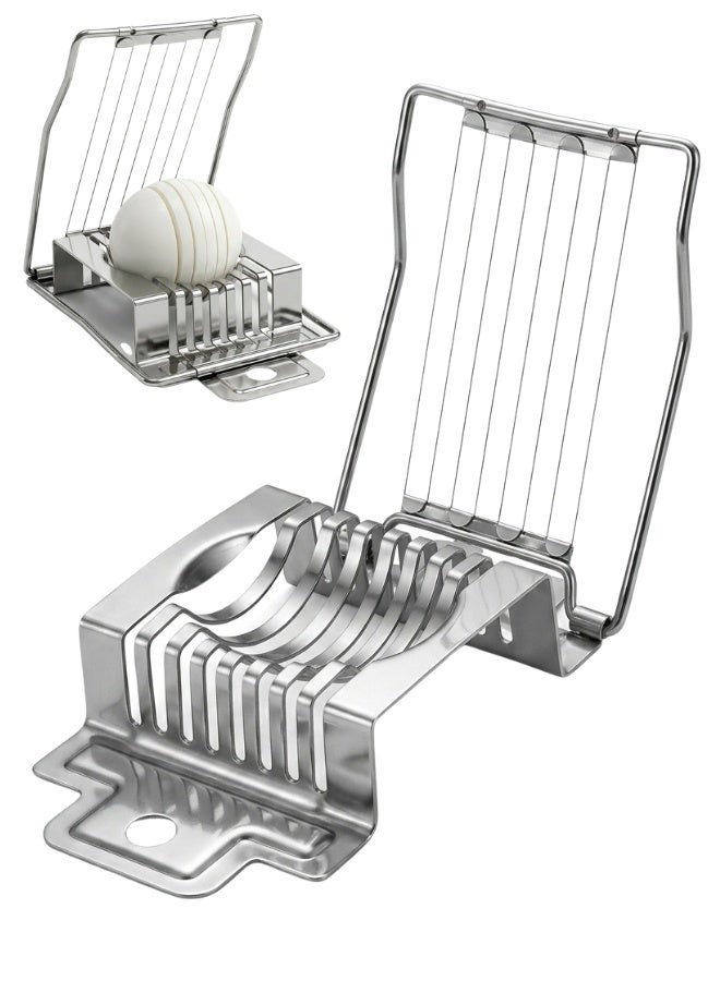 Heavy Duty Stainless Steel Egg Slicer with 8 Precision Cutting Wires for Hard-Boiled Eggs, Soft Fruits, Mushrooms and Cheese, Silver - Image 1