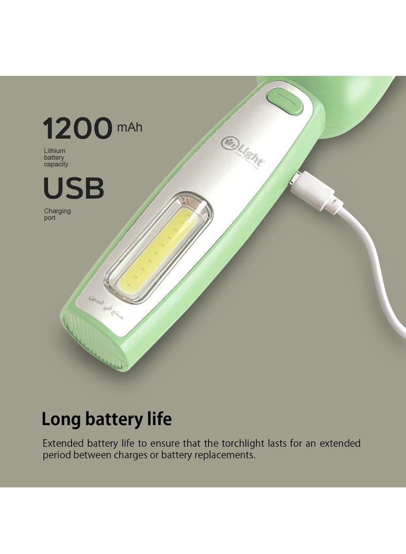 مستر لايت مصباح يدوي LED قابل لإعادة الشحن، طويل المدى، ضوء قوي وعمر بطارية طويل مع تصميم ضوء خلفي - Image 3