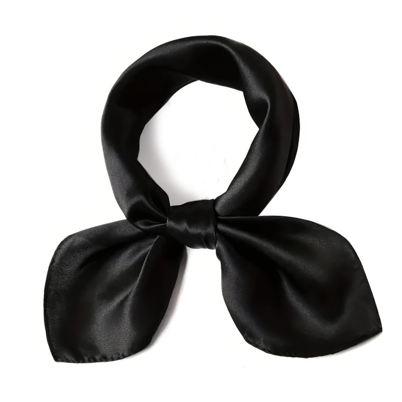 vimate Silk Like Scarf for Women, 35 Inches Square Black White Silk Head Scarf for Hair Wrapping at Night(Black&White) - Image 2