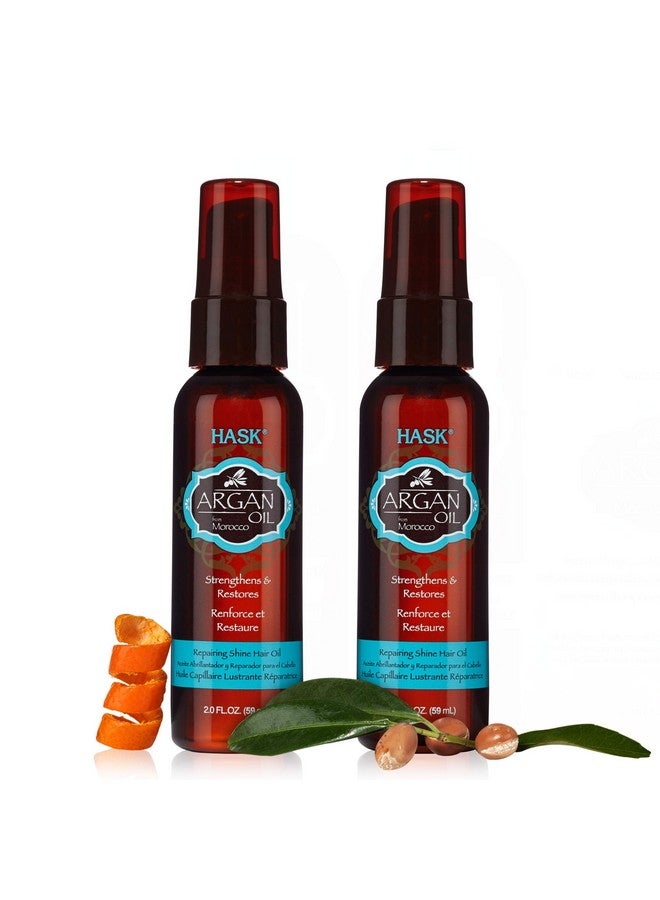 هاسك قوارير زيت الأرغان لإصلاح الشعر للتحكم في اللمعان والتجعد لجميع أنواع الشعر، لون آمن، خالي من الغلوتين، خالي من الكبريتات، خالي من البارابين، مضختان لزيت الشعر - Image 1