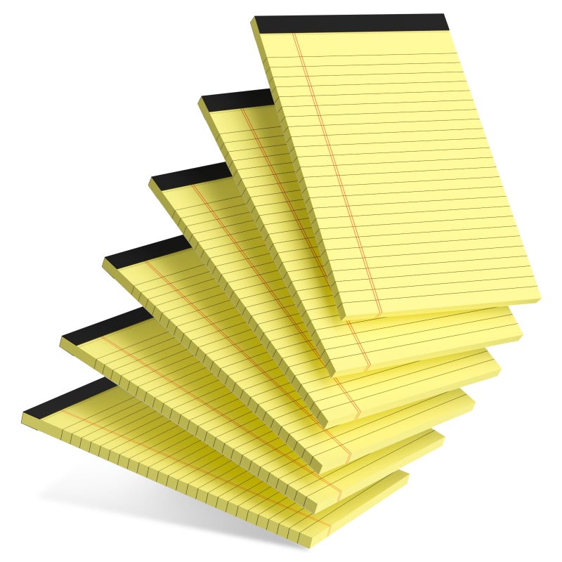 AILZFEI 6pcs Small Note Pad 5x8 College Ruled Legal Pads Paper Notepads 6 Pack Study Back Writing Pads 5 x 8 Legal Pads Perforated Narrow Ruled Pads of Paper Yellow - Image 1