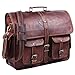 HULSH Vintage Leather Laptop Bag for Men Full Grain Large Leather Messenger bag for men 18 inches with rustic look Brown briefcase Brown - Image 2