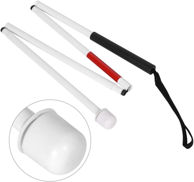 Brrnoo Folding Mobility Cane for the Vision Impaired and Blind 127 cm in 4 Sections Aluminium Alloy Walking Stick - Image 1