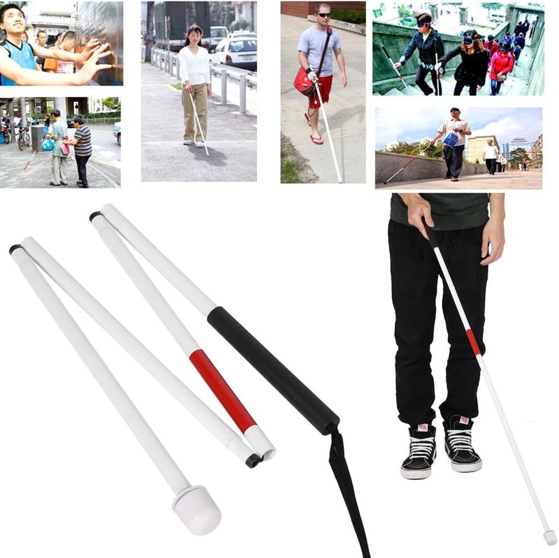 Brrnoo Folding Mobility Cane for the Vision Impaired and Blind 127 cm in 4 Sections Aluminium Alloy Walking Stick - Image 5