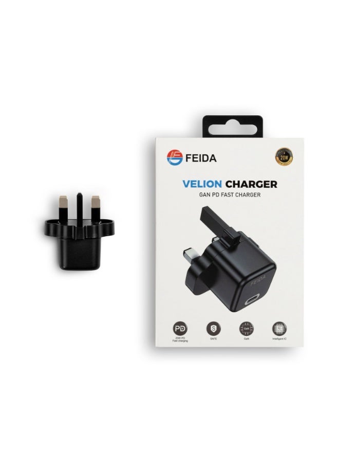 فيدا شاحن جداري تايب سي فيش ايفون سريع بقوة 20 وات وشاحن جداري بتقنية PD - Image 1
