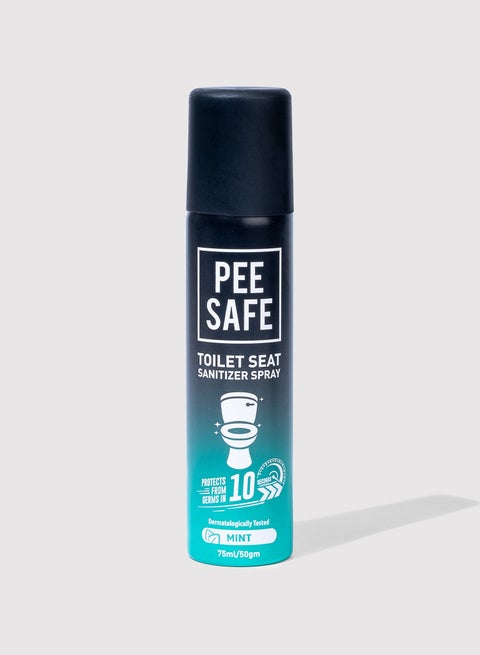 PeeSafe Toilet Seat Sanitizer Spray, disinfects from 99.9% of germs in 10 seconds after spray, reduces risk of UTI, Dermatologically tested, airport and travel friendly aerosol spray, Mint - 75ml
