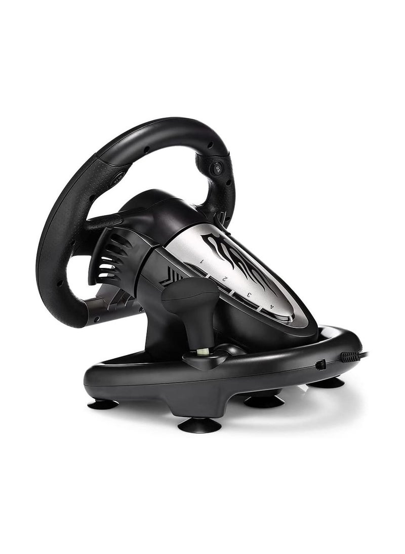 بي اكس ان PXN V3 PRO Racing Wheel B-V3PRO-V06-2401 – Gaming Steering Wheel with Pedals, 180° Rotation, Dual Vibration & Ergonomic Design for PC, PS4, Xbox & Switch (Black) - Image 4