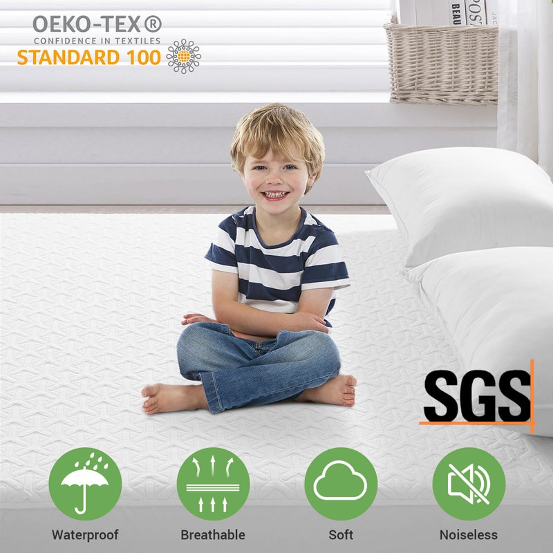 MERITLIFE Premium 100% Waterproof Queen Mattress Protector,4D Air Cooling 300GSM Queen Size Mattress Pad Cover,Breathable All-Round 360° Bed Mattress Topper Protection Noiseless Vinyl Free (White,Queen) - Image 2