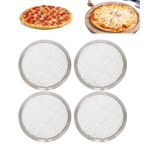 THW® 10-Inch Aluminum Pizza Screens, Set of 4 – Commercial-Grade Mesh Pizza Baking Tray for Crispy Crusts, Ideal for Hotels, Restaurants, Pizzerias, and Home Use - Image 1