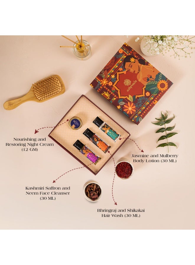 Ashpveda Nourishing Daily Care Gift Box | Skin & Hair Care Gifting Kit With Night Cream12g, Face Cleanser 30ml, Body Lotion 30 ml and Hair Wash 30ml - Image 3