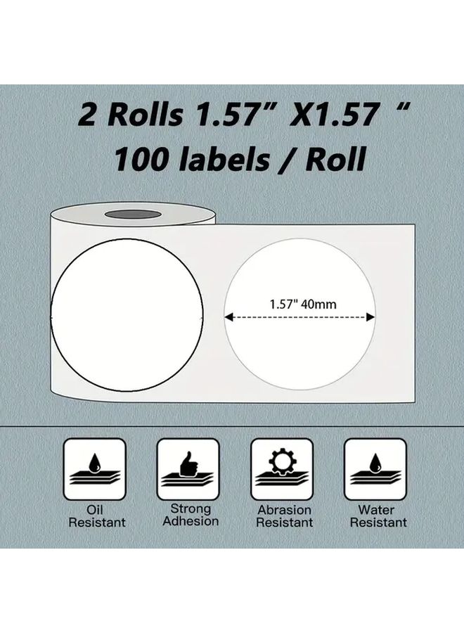 2 Rolls 50 Round White Labels For Thermal Label Machines - Image 3