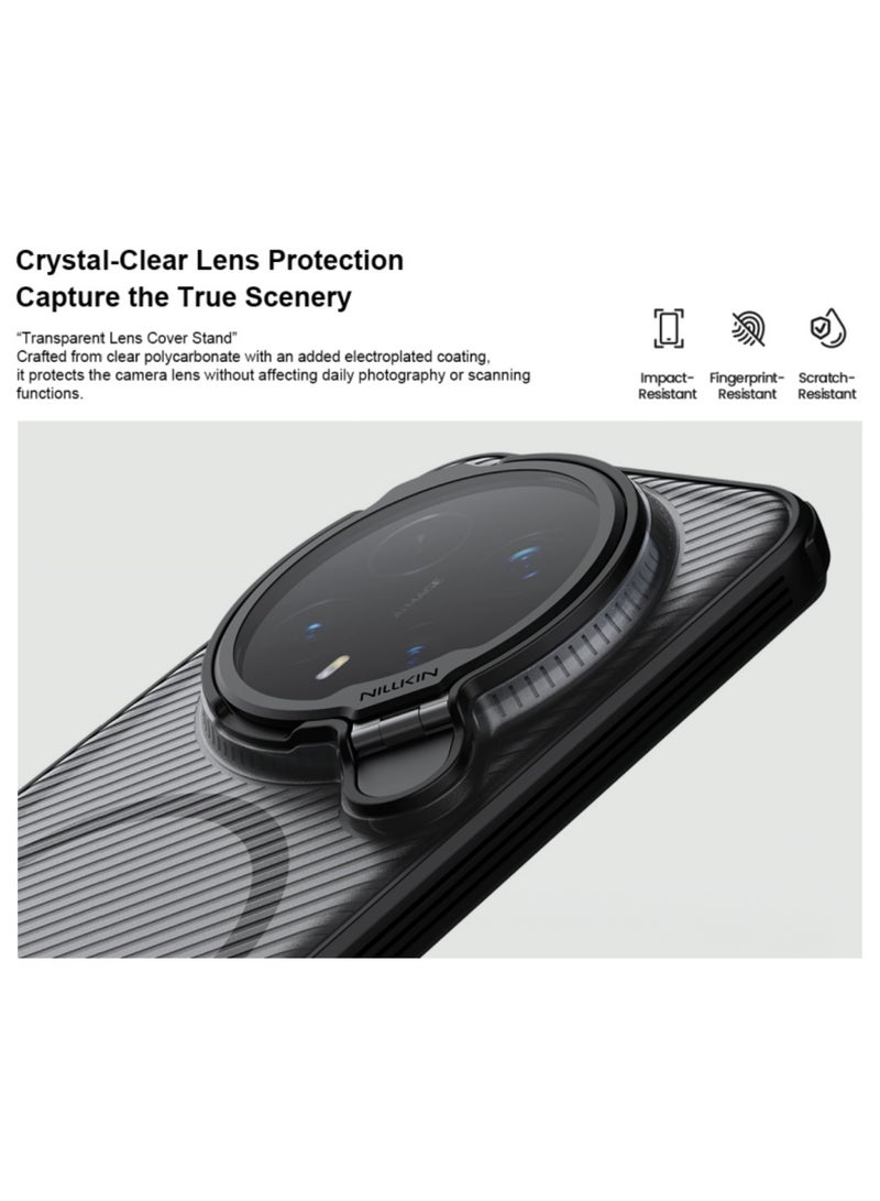 أداندو جراب Honor Magic 8 Pro، واقي عدسة الكاميرا، حامل قابل للطي، إطار TPU، غطاء خلفي من البولي كربونات، متوافق مع زوايا MagSafe، مقاوم للصدمات (أسود) - Image 4