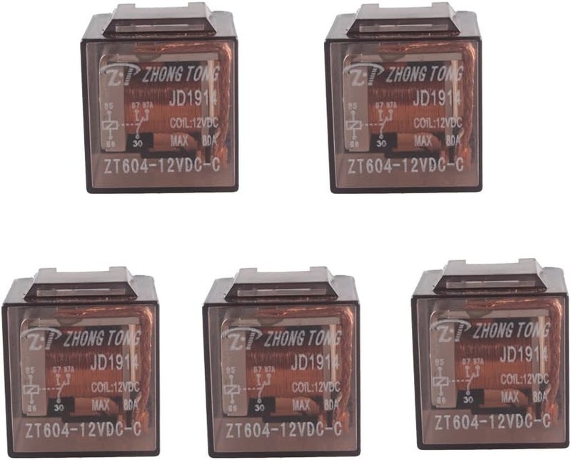 E Support Car Automotive Universal Transparent Relay 12V 80A SPDT 5Pin Switch Pack of 5 - Image 1
