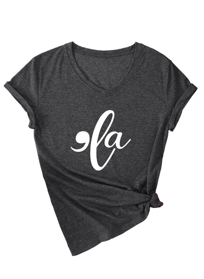 Women  V-Neck Cute Tee Shirts Tops - Image 1